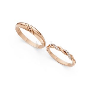 Nhẫn cưới A185 màu vàng hồng Rose Gold phong cách trẻ trung, nổi bật