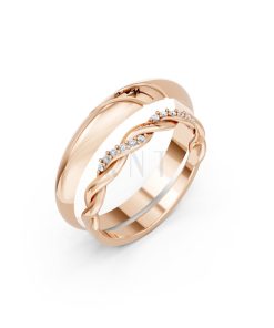 Nhẫn cưới A185 màu vàng hồng Rose Gold họa tiết ấn tượng, cá tính