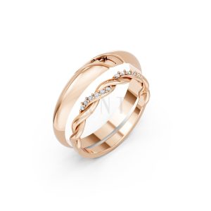 Nhẫn cưới A185 màu vàng hồng Rose Gold họa tiết ấn tượng, cá tính
