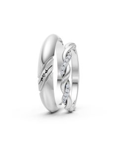 Nhẫn cưới A185 màu vàng trắng White Gold kiểu dáng cá tính, hiện đại