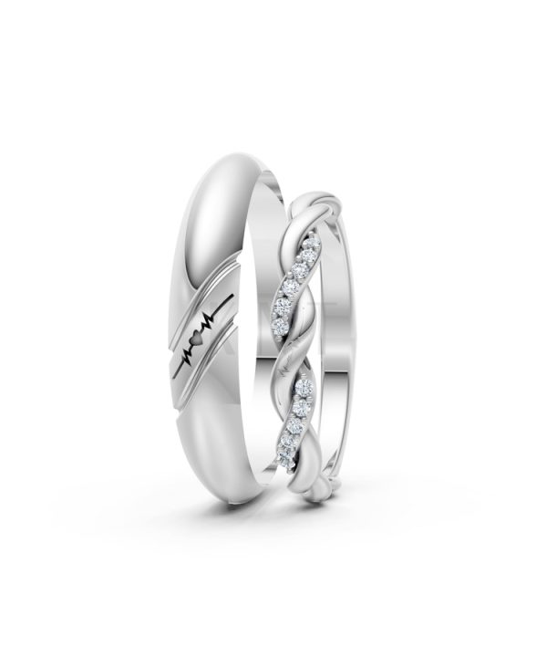 Nhẫn cưới A185 màu vàng trắng White Gold kiểu dáng cá tính, hiện đại