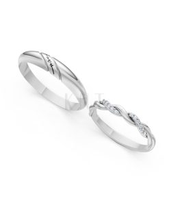 Nhẫn cưới A185 màu vàng trắng White Gold vàng sáng bóng, thiết kế trẻ trung