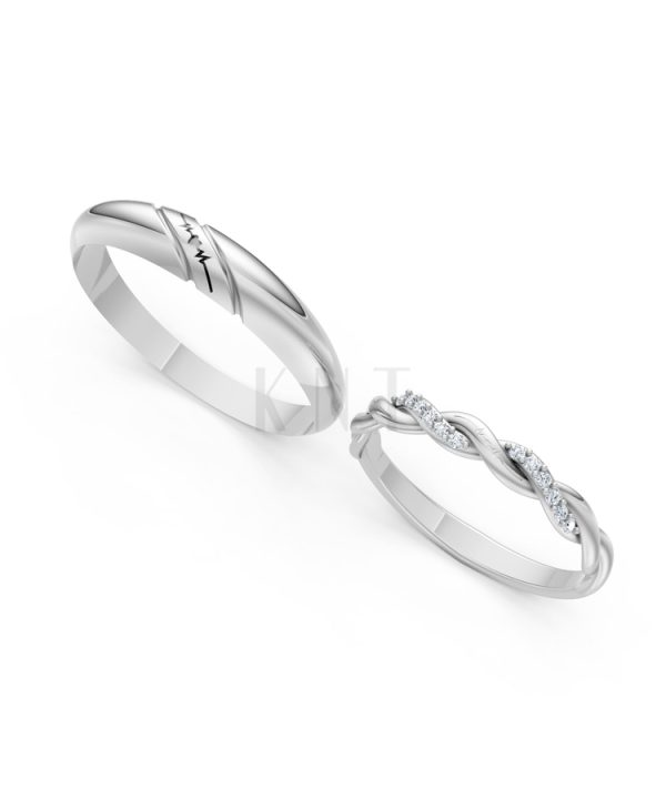 Nhẫn cưới A185 màu vàng trắng White Gold vàng sáng bóng, thiết kế trẻ trung