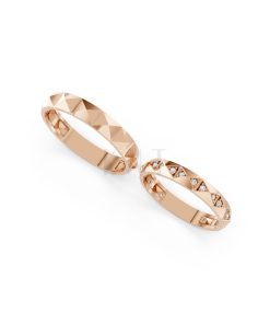 Nhẫn cưới A192 màu vàng hồng Rose Gold thiết kế đối xứng, phong cách, ấn tượng