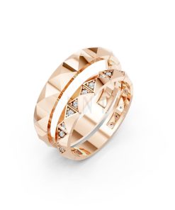 Nhẫn cưới A192 màu vàng hồng Rose Gold họa tiết ấn tượng, cá tính