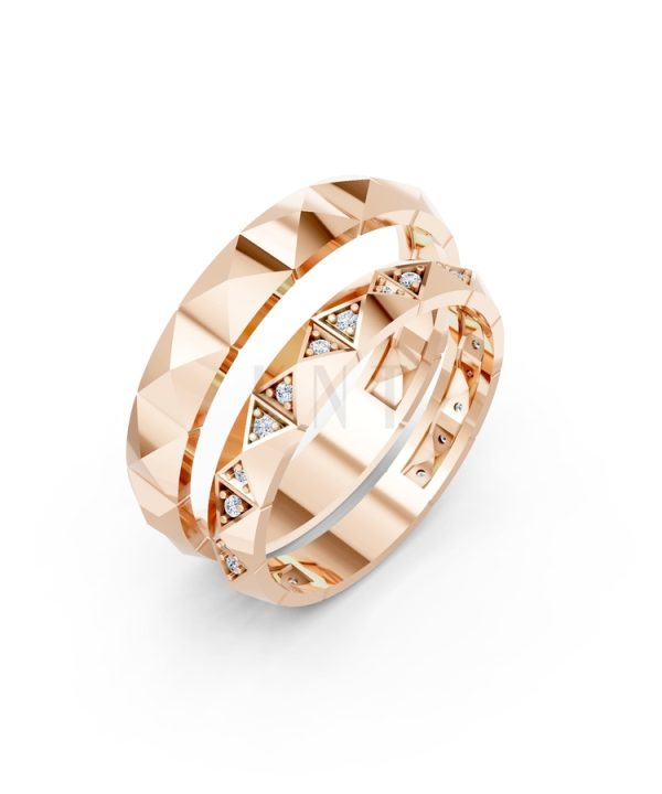 Nhẫn cưới A192 màu vàng hồng Rose Gold họa tiết ấn tượng, cá tính