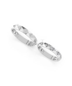 Nhẫn cưới A192 màu vàng trắng White Gold vàng sáng bóng, thiết kế trẻ trung