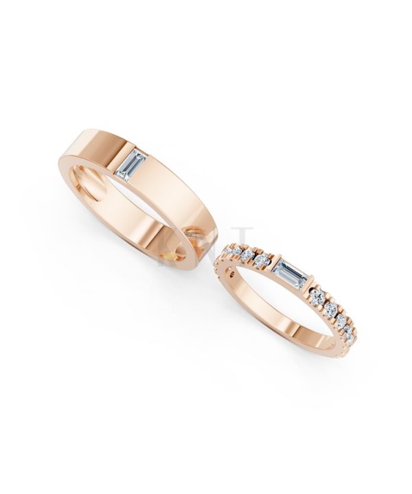 NHẪN CƯỚI A193 vàng hồng Rose Gold phong cách trẻ trung, nổi bật