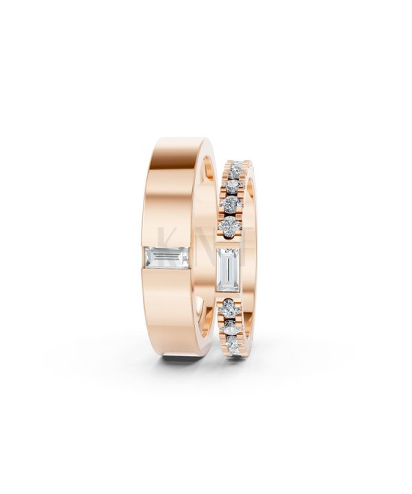 NHẪN CƯỚI A193 vàng hồng Rose Gold thiết kế đối xứng, phong cách, ấn tượng