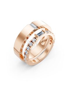 NHẪN CƯỚI A193 vàng hồng Rose Gold họa tiết ấn tượng, cá tính
