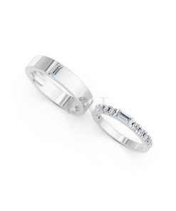 NHẪN CƯỚI A193 vàng trắng White Gold kiểu dáng cá tính, hiện đại