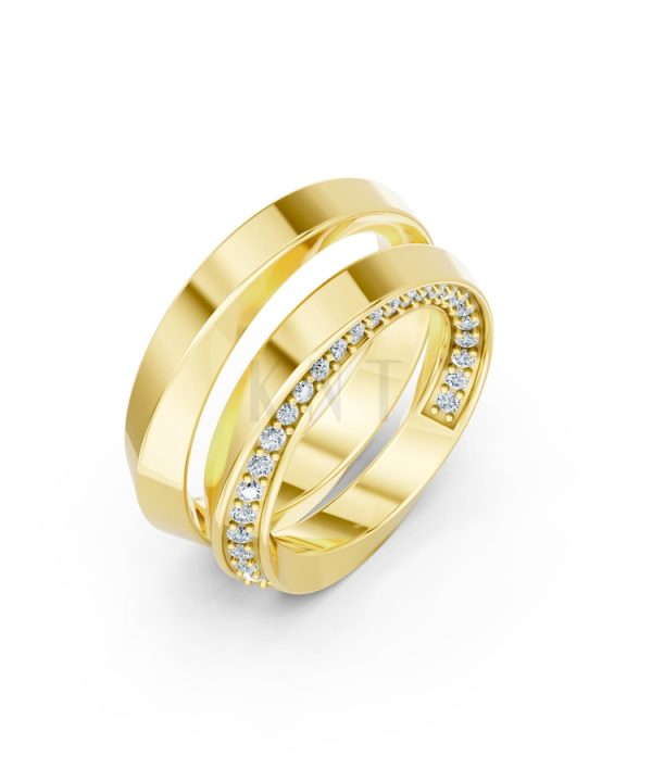 Nhẫn cưới A196 màu Vàng Gold thiết kế tinh tế, sang trọng