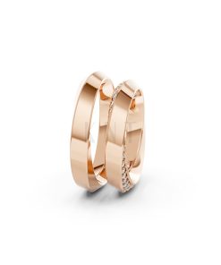 Nhẫn cưới A196 màu vàng hồng Rose Gold vàng đẹp, họa tiết hình học, độc đáo