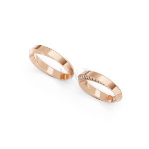 Nhẫn cưới A196 màu vàng hồng Rose Gold thiết kế đối xứng, phong cách, ấn tượng