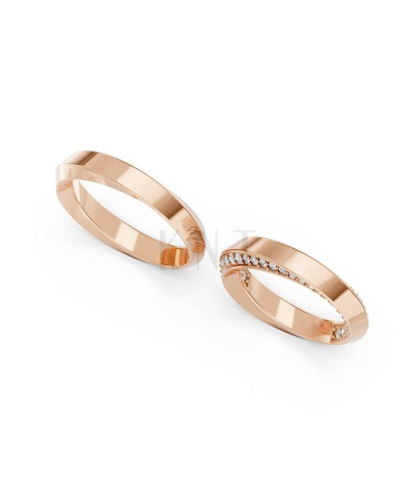 Nhẫn cưới A196 màu vàng hồng Rose Gold thiết kế đối xứng, phong cách, ấn tượng