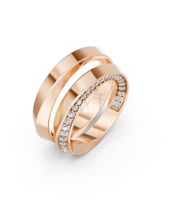 Nhẫn cưới A196 màu vàng hồng Rose Gold họa tiết ấn tượng, cá tính