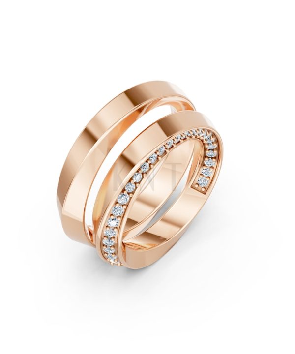 Nhẫn cưới A196 màu vàng hồng Rose Gold họa tiết ấn tượng, cá tính