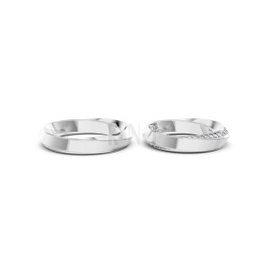 Nhẫn cưới A196 màu vàng trắng White Gold vàng sáng, đường nét sắc sảo, tinh tế