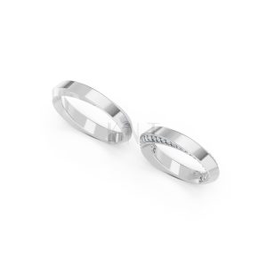 Nhẫn cưới A196 màu vàng trắng White Gold vàng sáng bóng, thiết kế trẻ trung