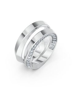 Nhẫn cưới A196 màu vàng trắng White Gold kiểu dáng hiện đại, nổi bật