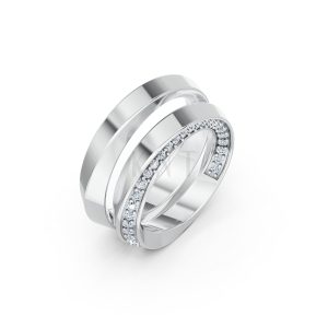 Nhẫn cưới A196 màu vàng trắng White Gold kiểu dáng hiện đại, nổi bật