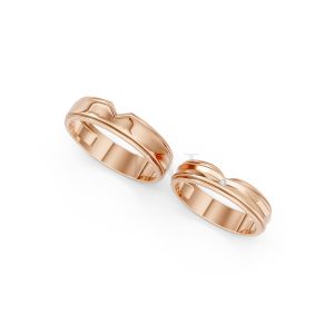 NHẪN CƯỚI A197 vàng hồng Rose Gold vàng đẹp, kiểu dáng trẻ trung, độc đáo