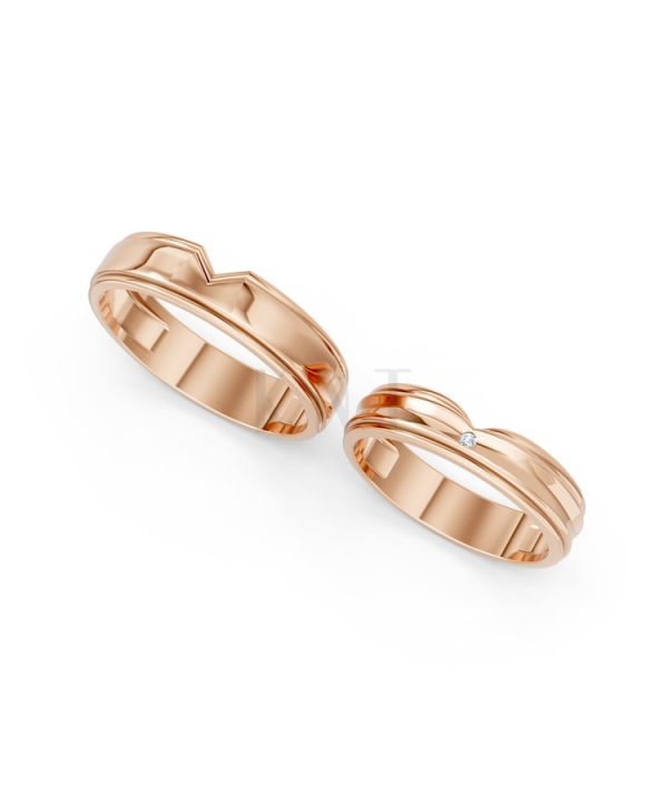 NHẪN CƯỚI A197 vàng hồng Rose Gold vàng đẹp, kiểu dáng trẻ trung, độc đáo