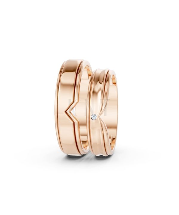 NHẪN CƯỚI A197 vàng hồng Rose Gold phong cách trẻ trung, nổi bật