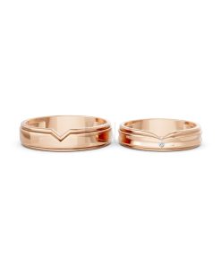 NHẪN CƯỚI A197 vàng hồng Rose Gold thiết kế đối xứng, phong cách, ấn tượng