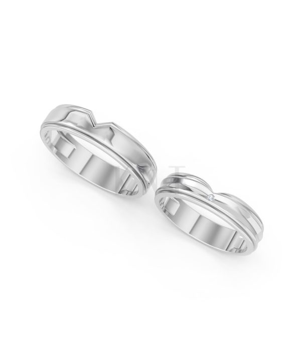 NHẪN CƯỚI A197 vàng trắng White Gold thiết kế trẻ trung, hiện đại