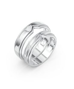 NHẪN CƯỚI A197 vàng trắng White Gold kiểu dáng hiện đại, nổi bật