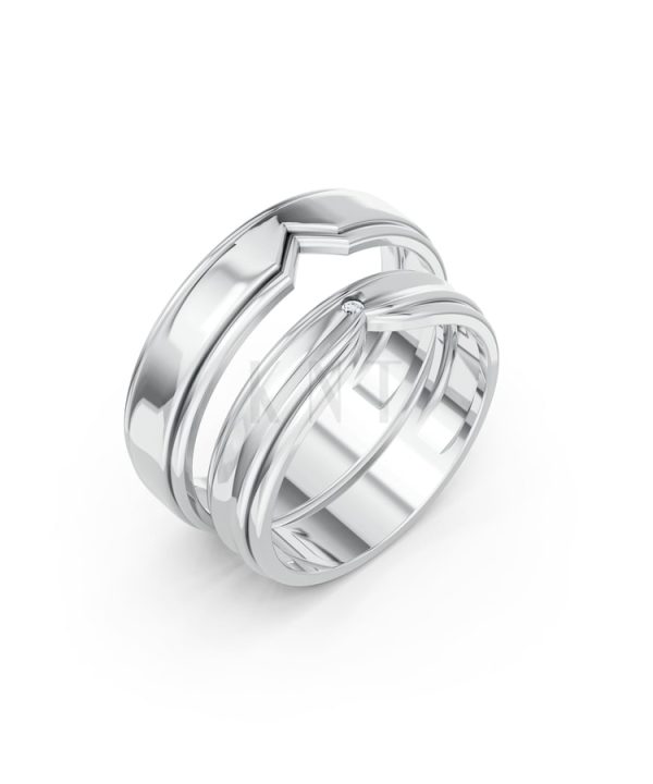 NHẪN CƯỚI A197 vàng trắng White Gold kiểu dáng hiện đại, nổi bật