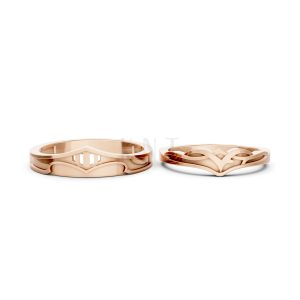 Nhẫn cưới A198 màu vàng hồng Rose Gold thiết kế đối xứng, phong cách, ấn tượng