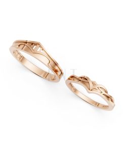 Nhẫn cưới A198 màu vàng hồng Rose Gold vàng đẹp, họa tiết hình học, độc đáo