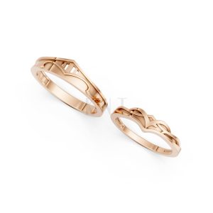 Nhẫn cưới A198 màu vàng hồng Rose Gold vàng đẹp, họa tiết hình học, độc đáo