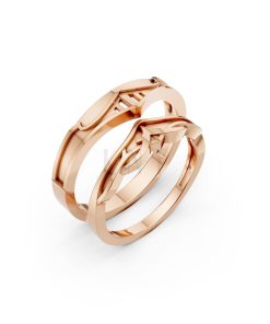 Nhẫn cưới A198 màu vàng hồng Rose Gold họa tiết ấn tượng, cá tính