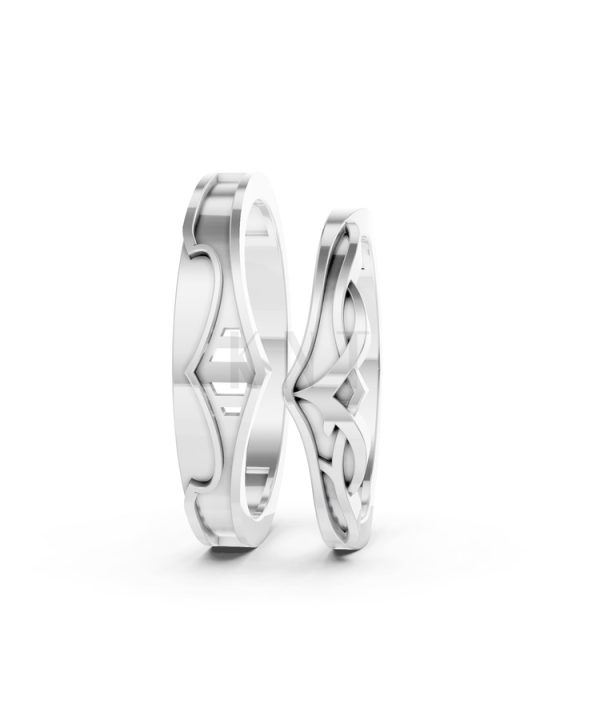 Nhẫn cưới A198 màu vàng trắng White Gold vàng sáng bóng, thiết kế trẻ trung