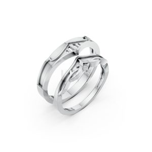 Nhẫn cưới A198 màu vàng trắng White Gold kiểu dáng hiện đại, nổi bật