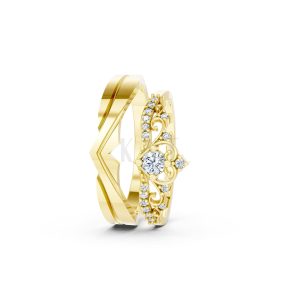 Nhẫn cưới A199 màu Vàng Gold thiết kế phá cách, sang trọng