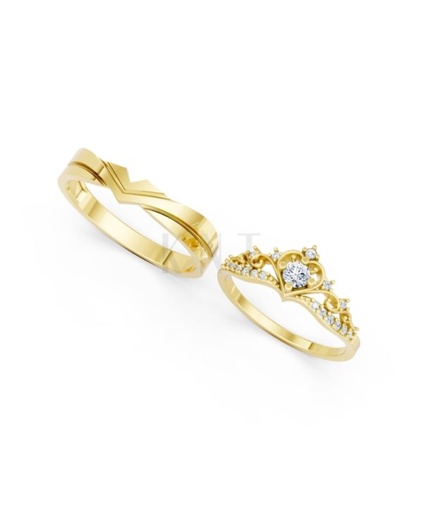 Nhẫn cưới A199 màu Vàng Gold thiết kế tinh xảo, độc đáo