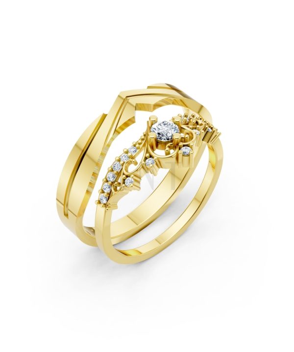 Nhẫn cưới A199 màu Vàng Gold thiết kế tinh tế, sang trọng