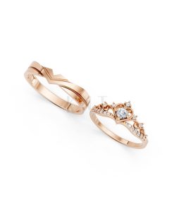 Nhẫn cưới A199 màu vàng hồng Rose Gold phong cách trẻ trung, nổi bật