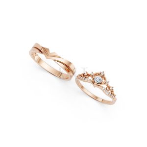 Nhẫn cưới A199 màu vàng hồng Rose Gold phong cách trẻ trung, nổi bật