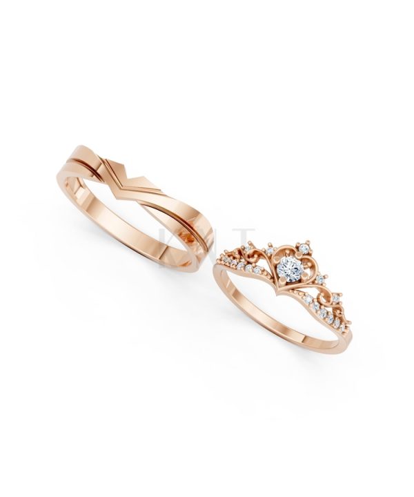 Nhẫn cưới A199 màu vàng hồng Rose Gold phong cách trẻ trung, nổi bật