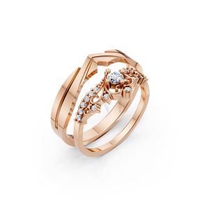 Nhẫn cưới A199 màu vàng hồng Rose Gold họa tiết ấn tượng, cá tính