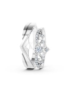 Nhẫn cưới A199 màu vàng trắng White Gold kiểu dáng cá tính, hiện đại