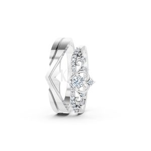 Nhẫn cưới A199 màu vàng trắng White Gold kiểu dáng cá tính, hiện đại