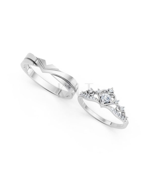 Nhẫn cưới A199 màu vàng trắng White Gold vàng sáng, đường nét sắc sảo, tinh tế