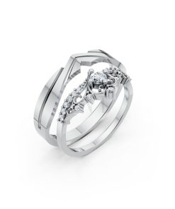 Nhẫn cưới A199 màu vàng trắng White Gold kiểu dáng hiện đại, nổi bật