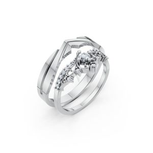 Nhẫn cưới A199 màu vàng trắng White Gold kiểu dáng hiện đại, nổi bật